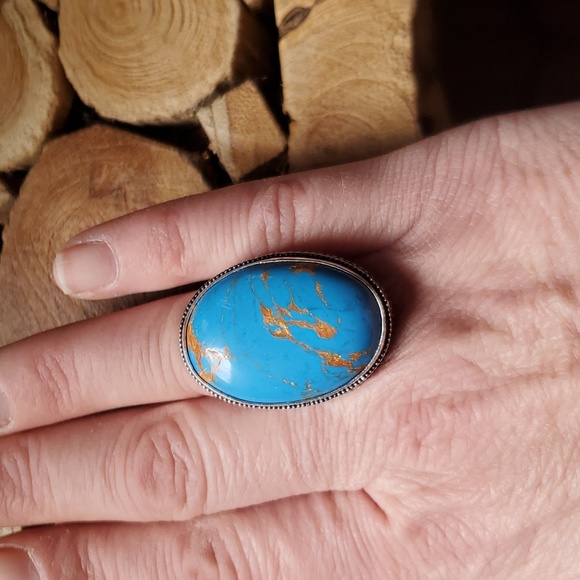 New Copper Turquoise 925 Silver Ring. - Picture 10 of 12